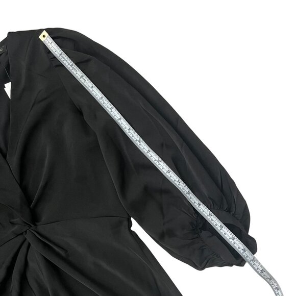 Banana Republic Babydoll Twist Front Midi Dress Black 4 Whimsygoth Dark Romantic - Picture 11 of 11